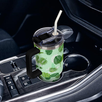 Leakproof Car Cup Vacuum Sealed With Lid For Office Crystal Clear Blue Water Ripple Print Drinkware Light Rose Red-style-5 - Colors A