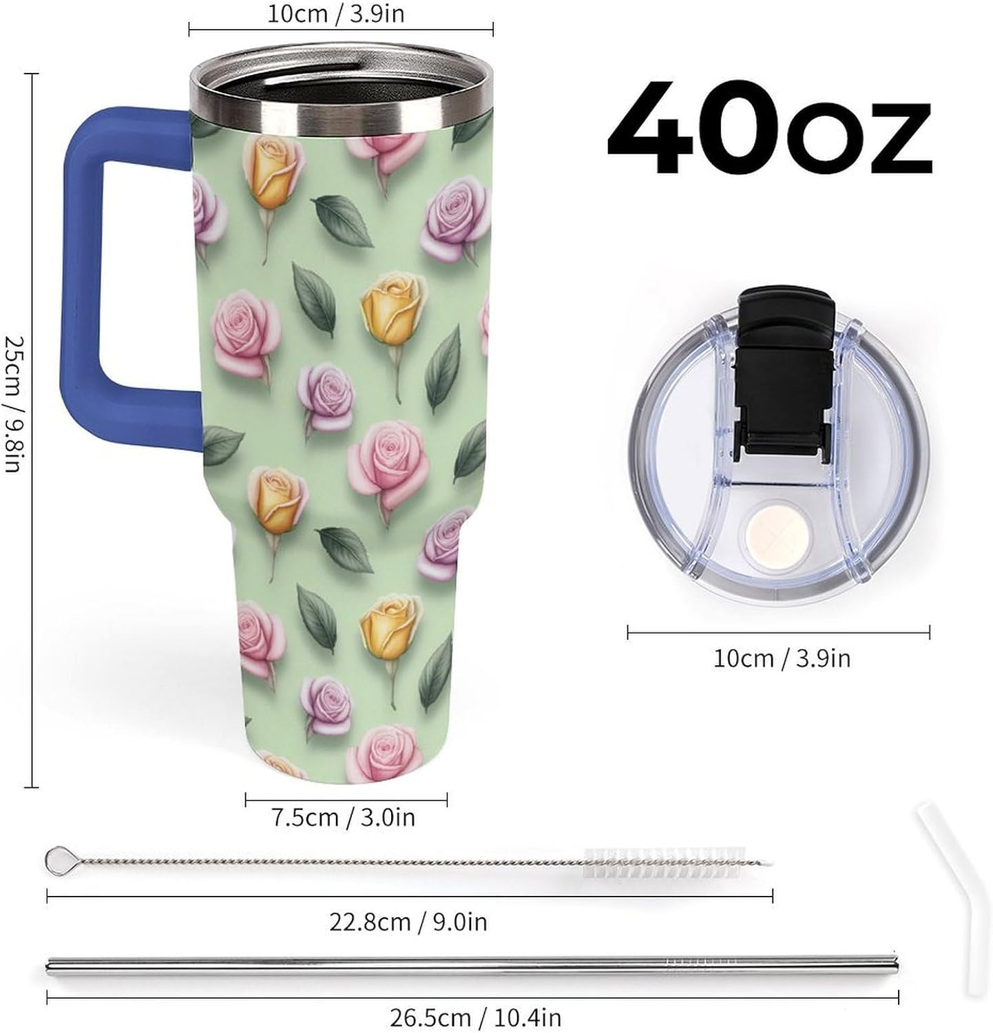 Leakproof Car Cup Vacuum Sealed With Lid For Office Crystal Clear Blue Water Ripple Print Drinkware Light Rose Red-style-5 - Colors A