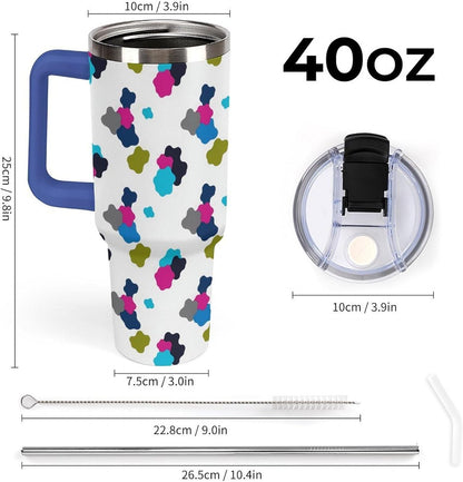 Leakproof Car Cup Vacuum Sealed With Lid For Office Crystal Clear Blue Water Ripple Print Drinkware Light Rose Red-style-5 - Colors A