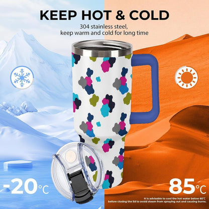 Leakproof Car Cup Vacuum Sealed With Lid For Office Crystal Clear Blue Water Ripple Print Drinkware Light Rose Red-style-5 - Colors A