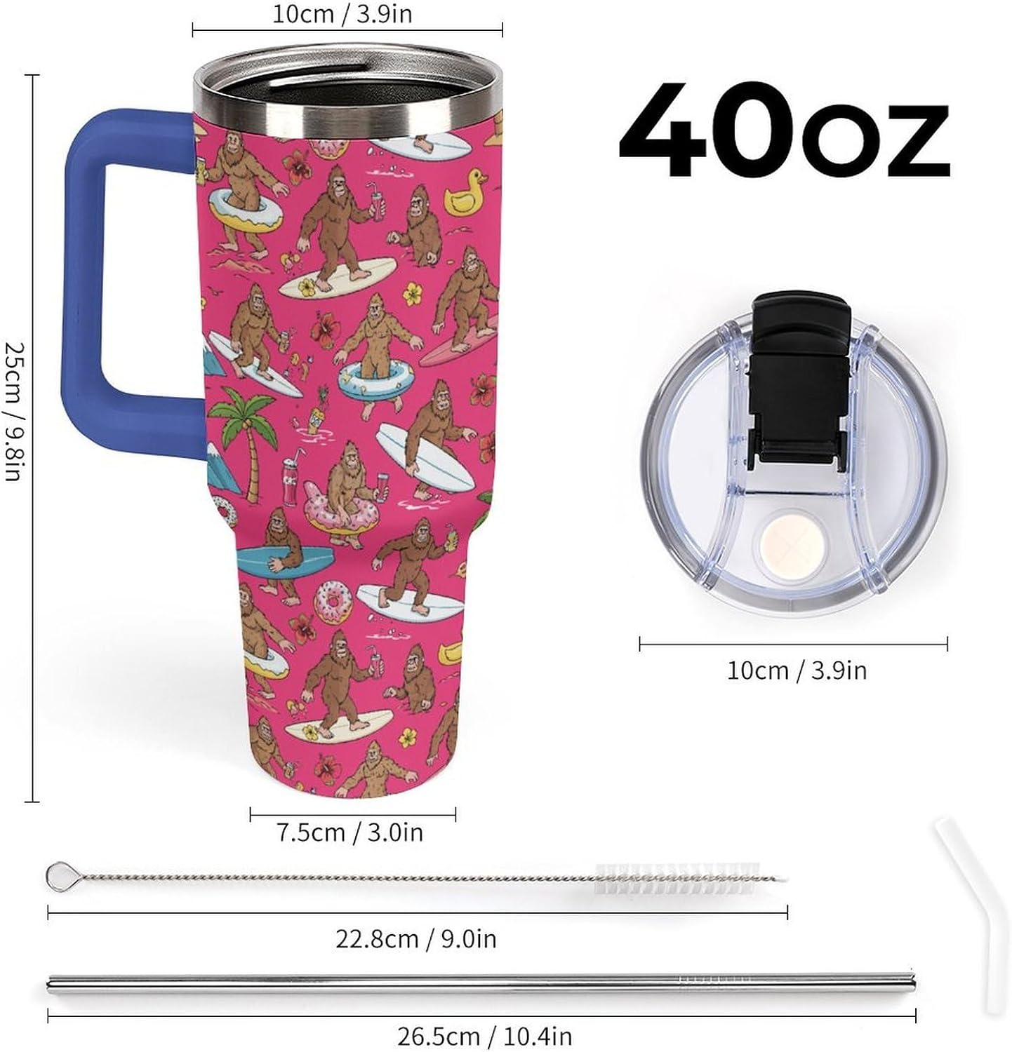 Leakproof Car Cup Vacuum Sealed With Lid For Office Crystal Clear Blue Water Ripple Print Drinkware Light Rose Red-style-5 - Colors A