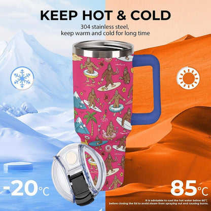 Leakproof Car Cup Vacuum Sealed With Lid For Office Crystal Clear Blue Water Ripple Print Drinkware Light Rose Red-style-5 - Colors A