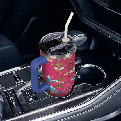Leakproof Car Cup Vacuum Sealed With Lid For Office Crystal Clear Blue Water Ripple Print Drinkware Light Rose Red-style-5 - Colors A