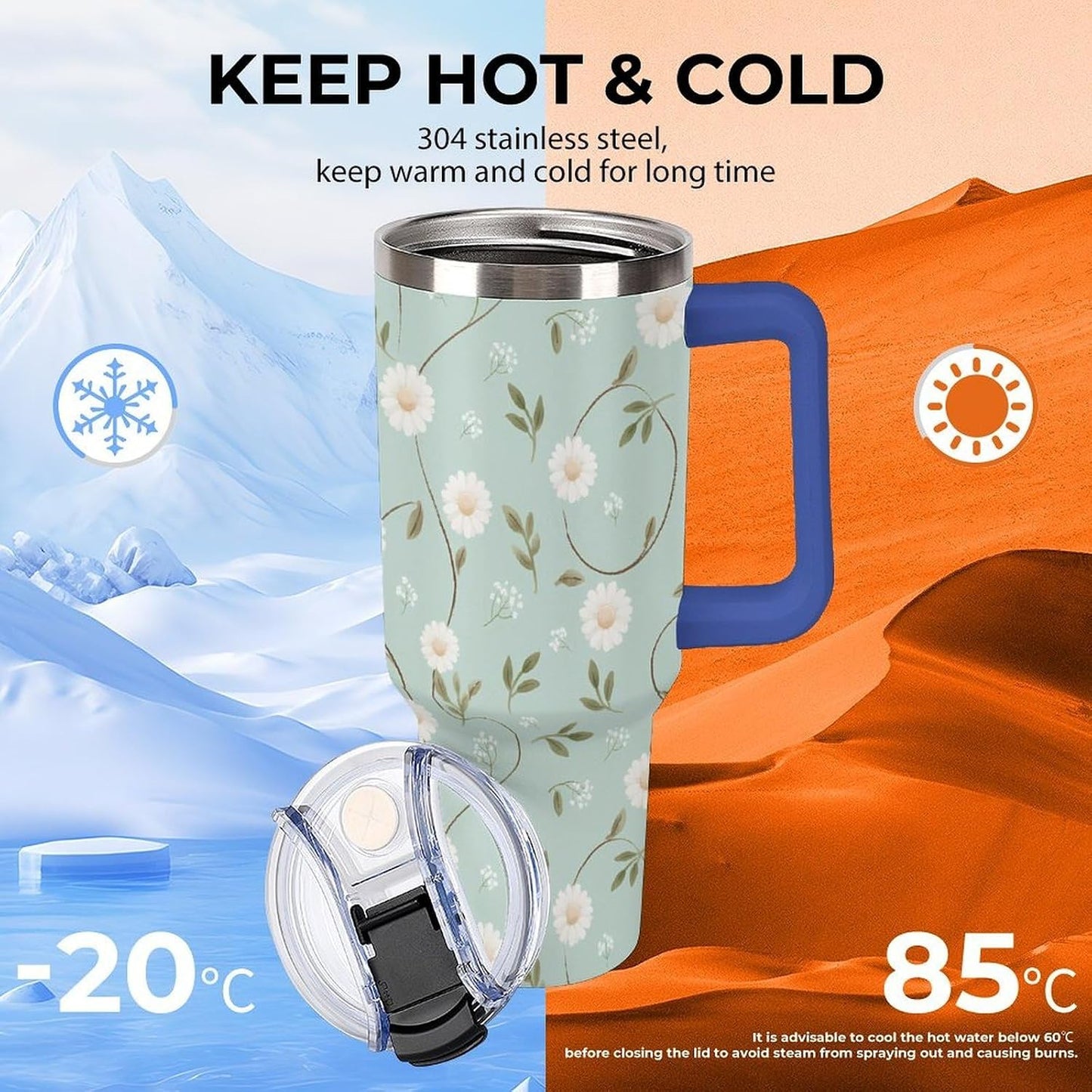 Leakproof Car Cup Vacuum Sealed With Lid For Office Crystal Clear Blue Water Ripple Print Drinkware Light Rose Red-style-5 - Colors A