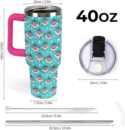 Leakproof Car Cup Vacuum Sealed With Lid For Office Crystal Clear Blue Water Ripple Print Drinkware Light Rose Red-style-5 - Colors A