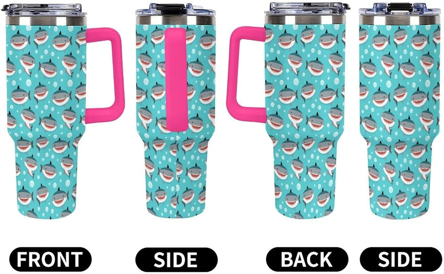 Leakproof Car Cup Vacuum Sealed With Lid For Office Crystal Clear Blue Water Ripple Print Drinkware Light Rose Red-style-5 - Colors A
