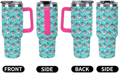 Leakproof Car Cup Vacuum Sealed With Lid For Office Crystal Clear Blue Water Ripple Print Drinkware Light Rose Red-style-5 - Colors A