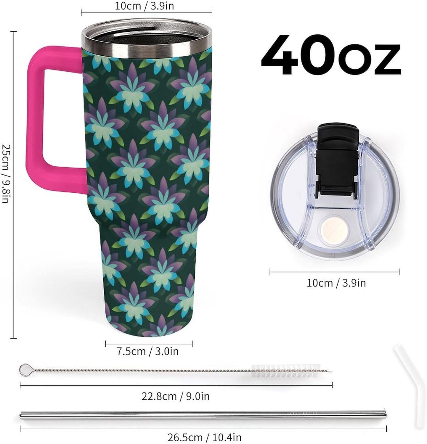Leakproof Car Cup Vacuum Sealed With Lid For Office Crystal Clear Blue Water Ripple Print Drinkware Light Rose Red-style-5 - Colors A