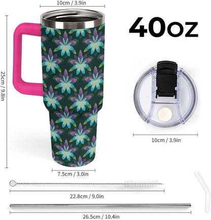Leakproof Car Cup Vacuum Sealed With Lid For Office Crystal Clear Blue Water Ripple Print Drinkware Light Rose Red-style-5 - Colors A