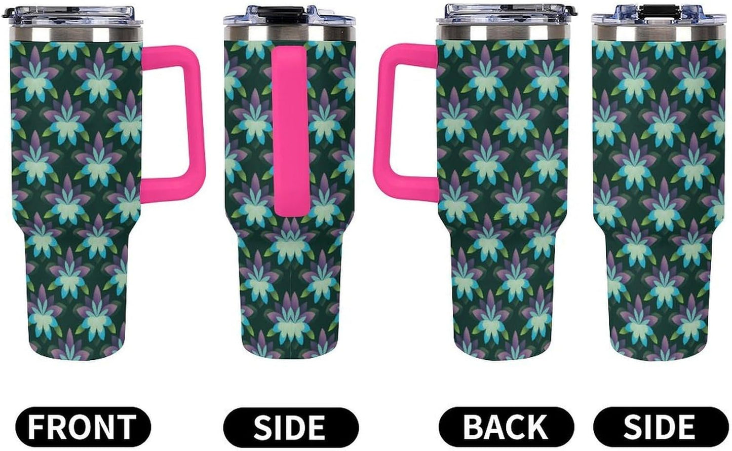 Leakproof Car Cup Vacuum Sealed With Lid For Office Crystal Clear Blue Water Ripple Print Drinkware Light Rose Red-style-5 - Colors A