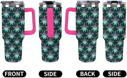 Leakproof Car Cup Vacuum Sealed With Lid For Office Crystal Clear Blue Water Ripple Print Drinkware Light Rose Red-style-5 - Colors A