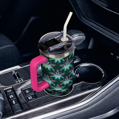 Leakproof Car Cup Vacuum Sealed With Lid For Office Crystal Clear Blue Water Ripple Print Drinkware Light Rose Red-style-5 - Colors A