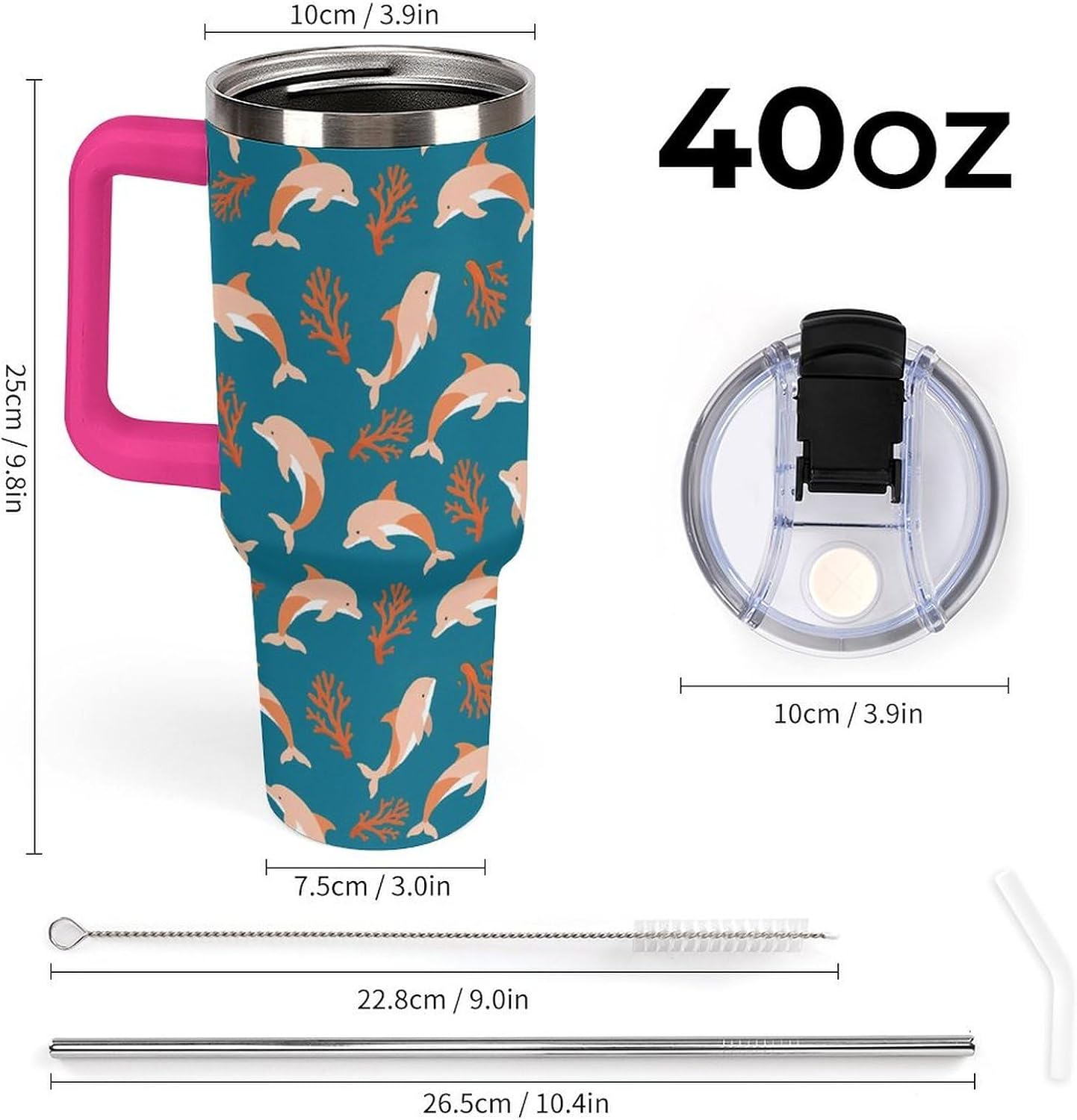 Leakproof Car Cup Vacuum Sealed With Lid For Office Crystal Clear Blue Water Ripple Print Drinkware Light Rose Red-style-5 - Colors A