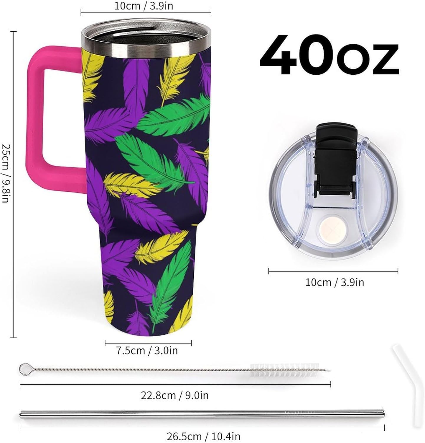 Leakproof Car Cup Vacuum Sealed With Lid For Office Crystal Clear Blue Water Ripple Print Drinkware Light Rose Red-style-5 - Colors A