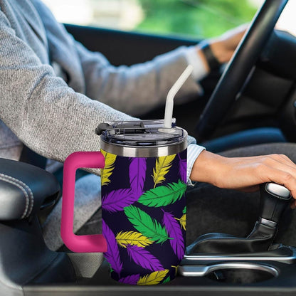 Leakproof Car Cup Vacuum Sealed With Lid For Office Crystal Clear Blue Water Ripple Print Drinkware Light Rose Red-style-5 - Colors A