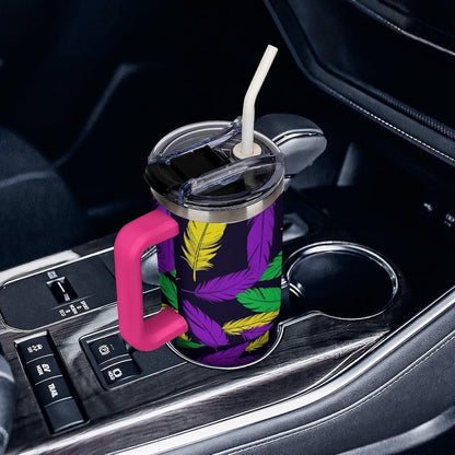 Leakproof Car Cup Vacuum Sealed With Lid For Office Crystal Clear Blue Water Ripple Print Drinkware Light Rose Red-style-5 - Colors A