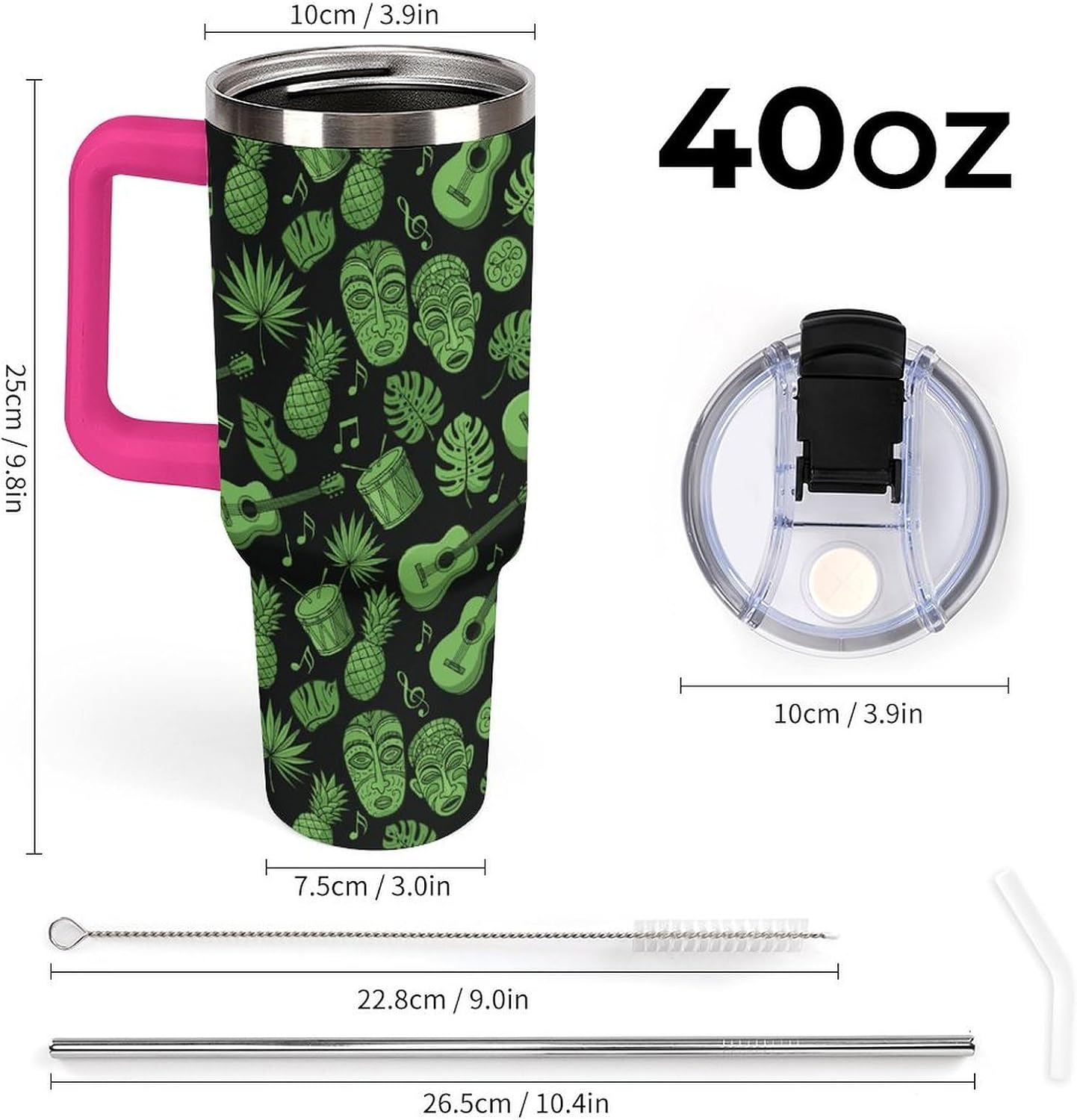 Leakproof Car Cup Vacuum Sealed With Lid For Office Crystal Clear Blue Water Ripple Print Drinkware Light Rose Red-style-5 - Colors A