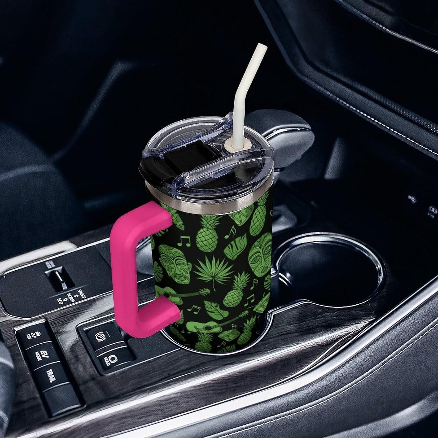 Leakproof Car Cup Vacuum Sealed With Lid For Office Crystal Clear Blue Water Ripple Print Drinkware Light Rose Red-style-5 - Colors A