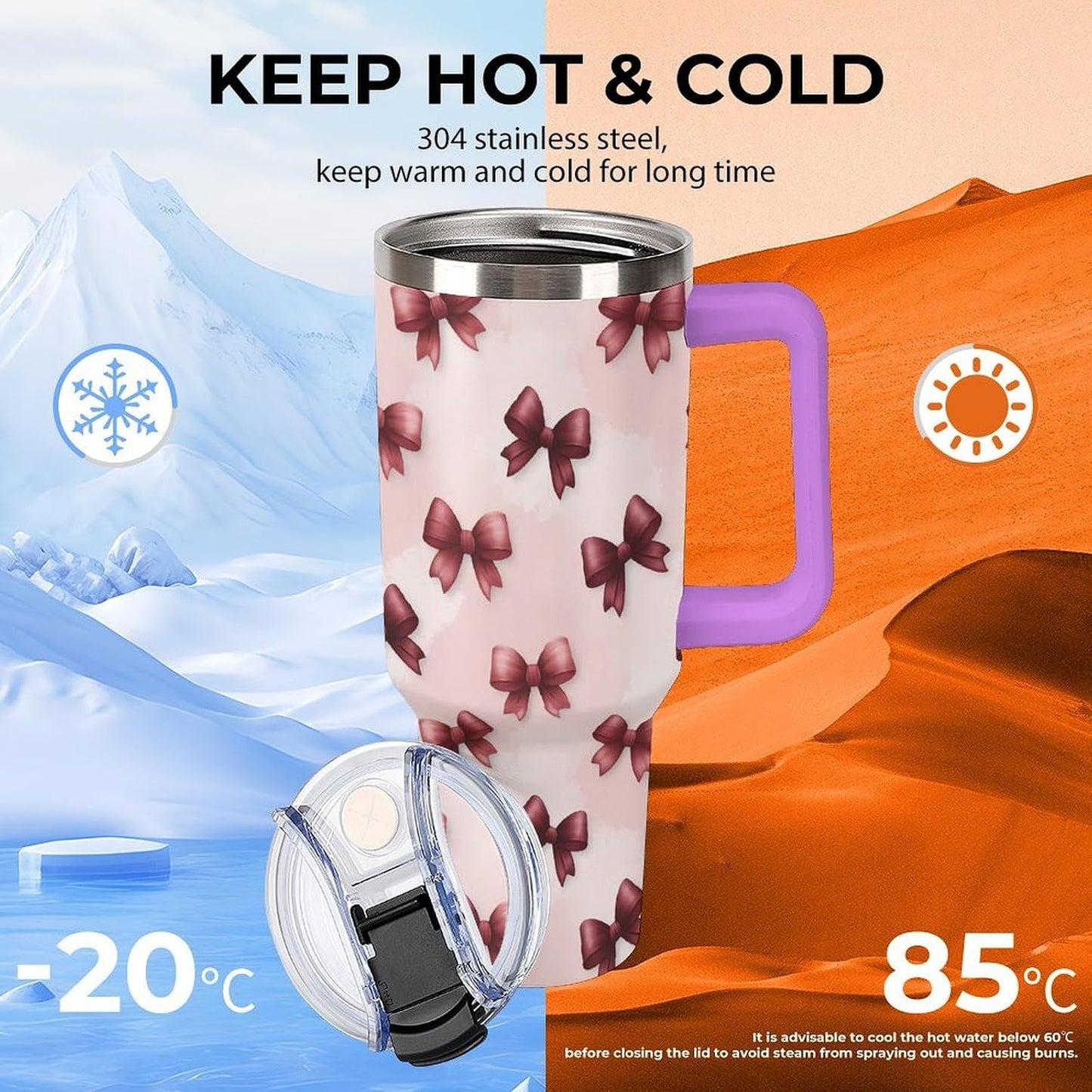 Leakproof Car Cup Vacuum Sealed With Lid For Office Crystal Clear Blue Water Ripple Print Drinkware Light Rose Red-style-5 - Colors A
