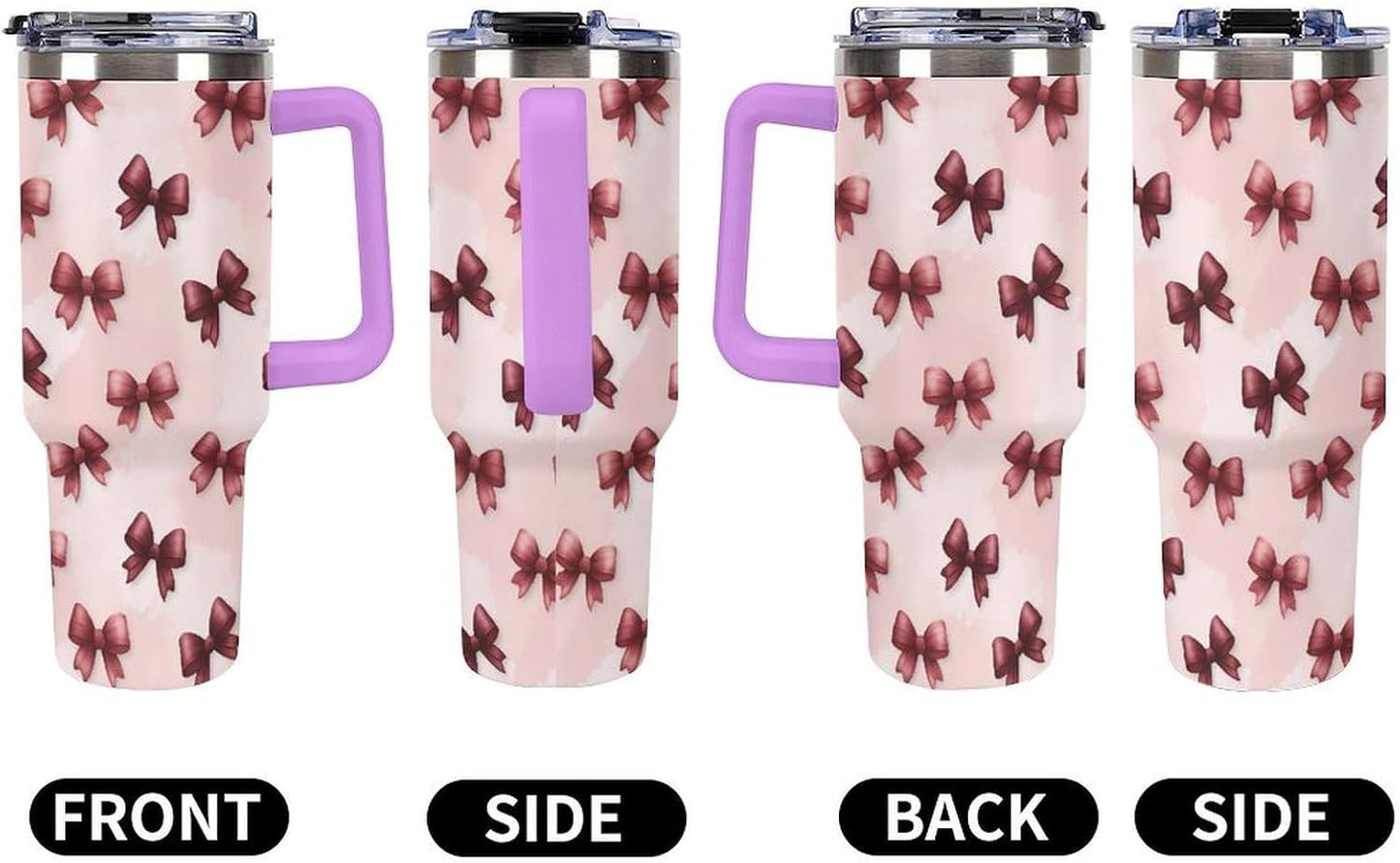 Leakproof Car Cup Vacuum Sealed With Lid For Office Crystal Clear Blue Water Ripple Print Drinkware Light Rose Red-style-5 - Colors A