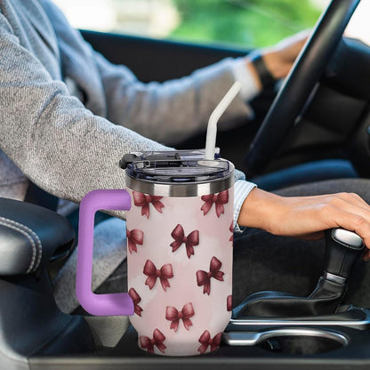 Leakproof Car Cup Vacuum Sealed With Lid For Office Crystal Clear Blue Water Ripple Print Drinkware Light Rose Red-style-5 - Colors A