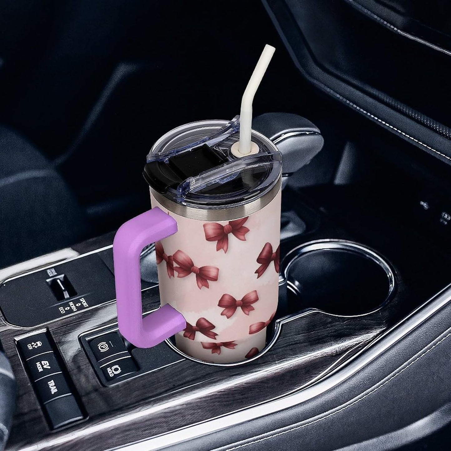 Leakproof Car Cup Vacuum Sealed With Lid For Office Crystal Clear Blue Water Ripple Print Drinkware Light Rose Red-style-5 - Colors A