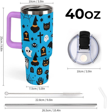 Leakproof Car Cup Vacuum Sealed With Lid For Office Crystal Clear Blue Water Ripple Print Drinkware Light Rose Red-style-5 - Colors A