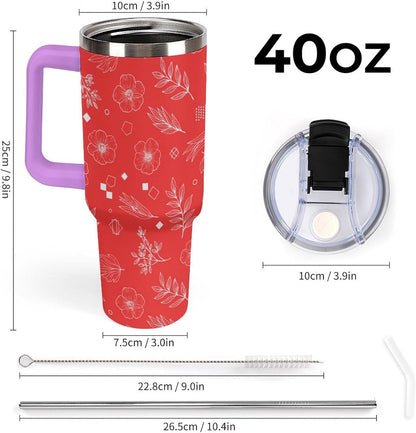 Leakproof Car Cup Vacuum Sealed With Lid For Office Crystal Clear Blue Water Ripple Print Drinkware Light Rose Red-style-5 - Colors A