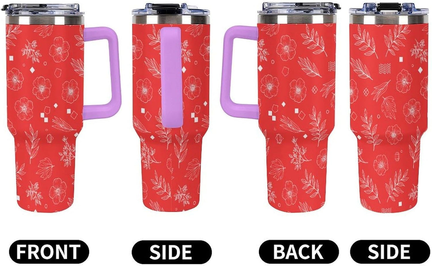 Leakproof Car Cup Vacuum Sealed With Lid For Office Crystal Clear Blue Water Ripple Print Drinkware Light Rose Red-style-5 - Colors A