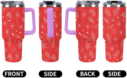 Leakproof Car Cup Vacuum Sealed With Lid For Office Crystal Clear Blue Water Ripple Print Drinkware Light Rose Red-style-5 - Colors A