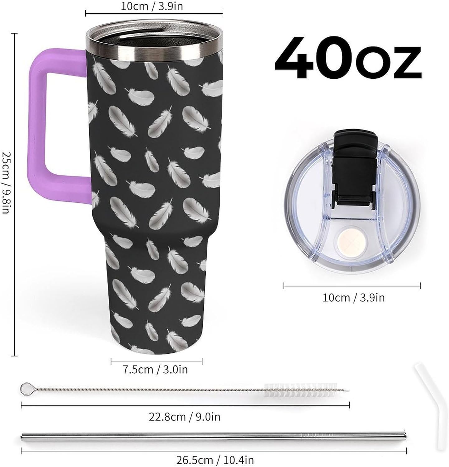 Leakproof Car Cup Vacuum Sealed With Lid For Office Crystal Clear Blue Water Ripple Print Drinkware Light Rose Red-style-5 - Colors A