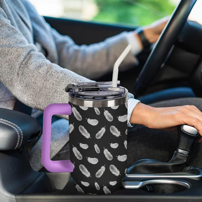 Leakproof Car Cup Vacuum Sealed With Lid For Office Crystal Clear Blue Water Ripple Print Drinkware Light Rose Red-style-5 - Colors A