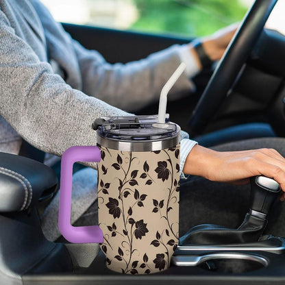 Leakproof Car Cup Vacuum Sealed With Lid For Office Crystal Clear Blue Water Ripple Print Drinkware Light Rose Red-style-5 - Colors A