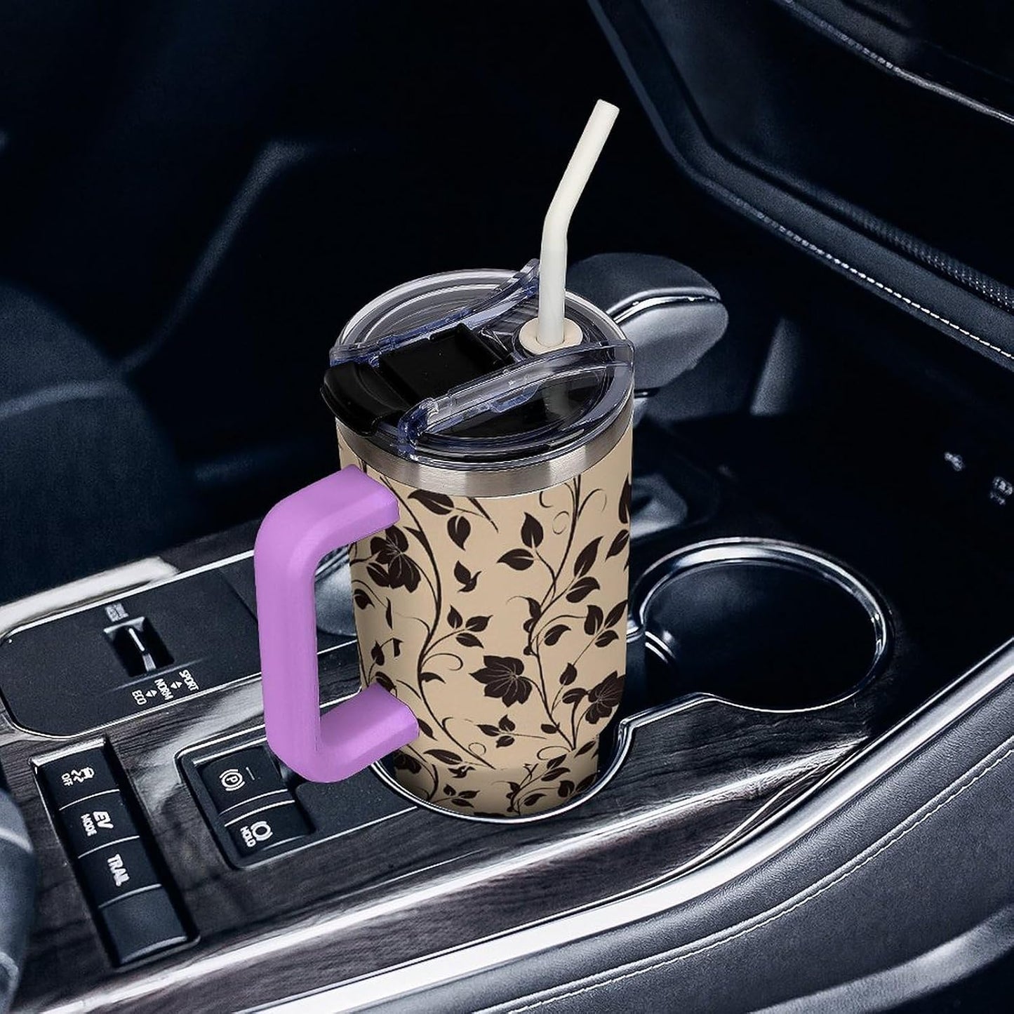 Leakproof Car Cup Vacuum Sealed With Lid For Office Crystal Clear Blue Water Ripple Print Drinkware Light Rose Red-style-5 - Colors A