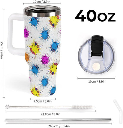 Leakproof Car Cup Vacuum Sealed With Lid For Office Crystal Clear Blue Water Ripple Print Drinkware Light Rose Red-style-5 - Colors A