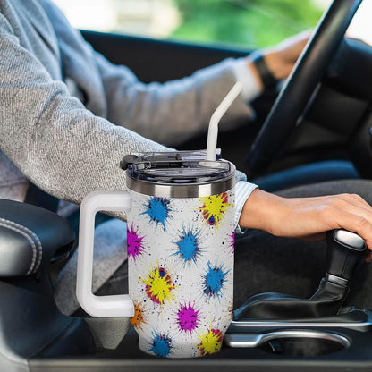 Leakproof Car Cup Vacuum Sealed With Lid For Office Crystal Clear Blue Water Ripple Print Drinkware Light Rose Red-style-5 - Colors A