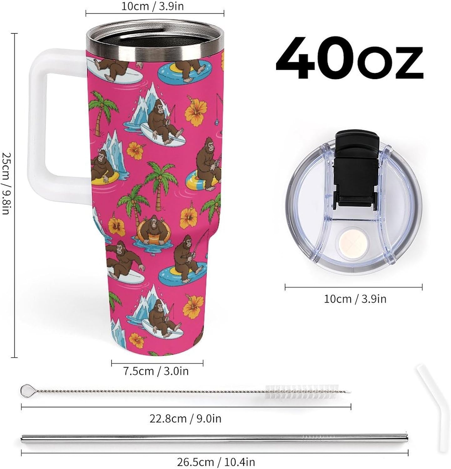 Leakproof Car Cup Vacuum Sealed With Lid For Office Crystal Clear Blue Water Ripple Print Drinkware Light Rose Red-style-5 - Colors A