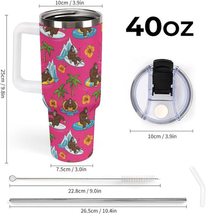 Leakproof Car Cup Vacuum Sealed With Lid For Office Crystal Clear Blue Water Ripple Print Drinkware Light Rose Red-style-5 - Colors A