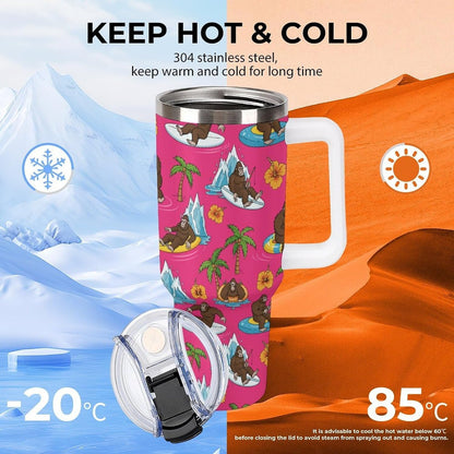 Leakproof Car Cup Vacuum Sealed With Lid For Office Crystal Clear Blue Water Ripple Print Drinkware Light Rose Red-style-5 - Colors A