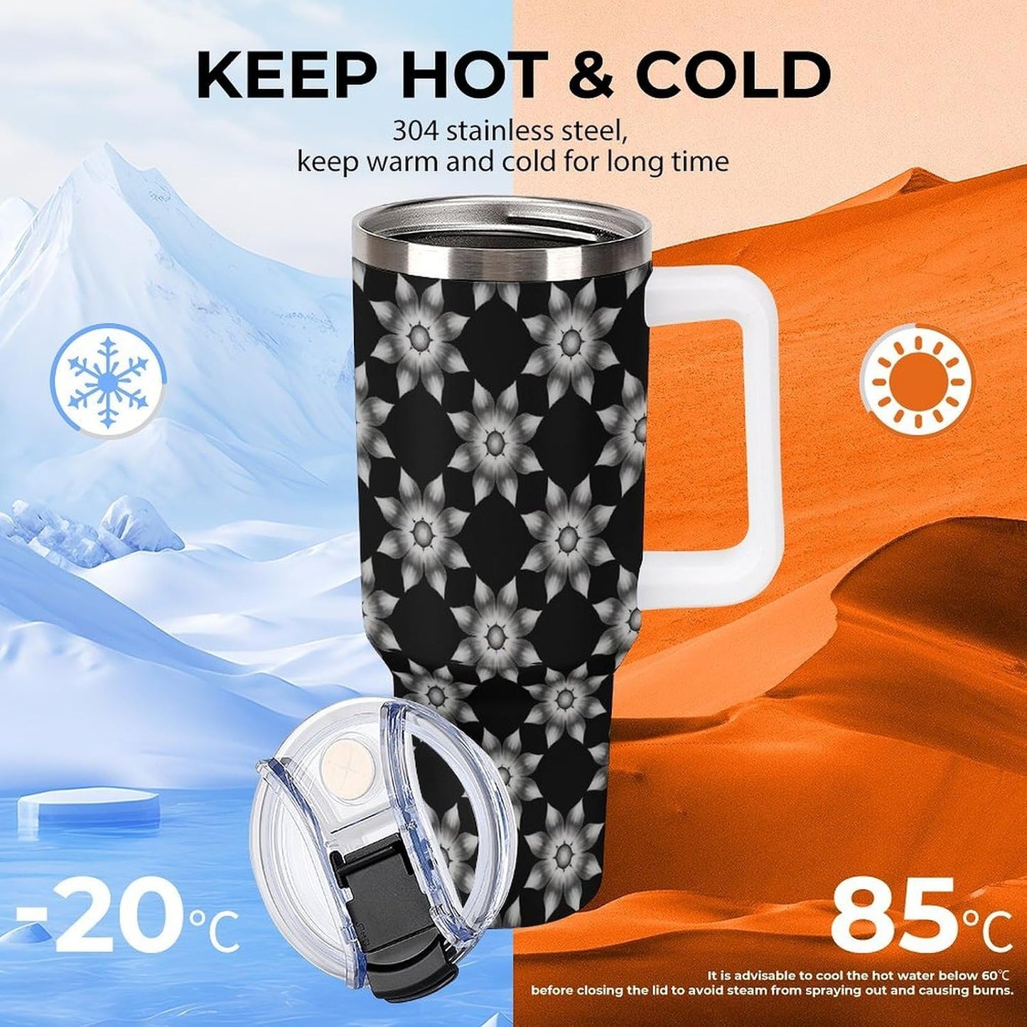 Leakproof Car Cup Vacuum Sealed With Lid For Office Crystal Clear Blue Water Ripple Print Drinkware Light Rose Red-style-5 - Colors A