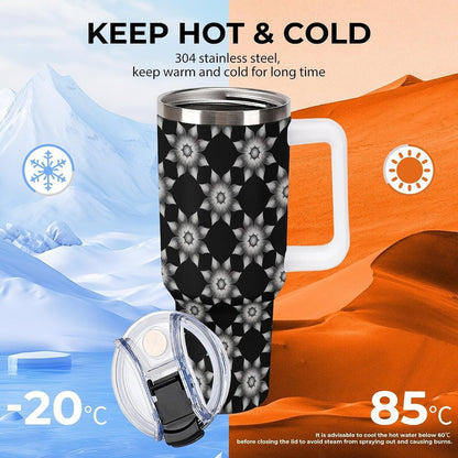 Leakproof Car Cup Vacuum Sealed With Lid For Office Crystal Clear Blue Water Ripple Print Drinkware Light Rose Red-style-5 - Colors A