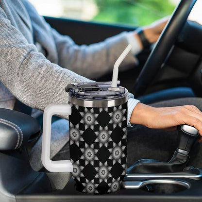 Leakproof Car Cup Vacuum Sealed With Lid For Office Crystal Clear Blue Water Ripple Print Drinkware Light Rose Red-style-5 - Colors A