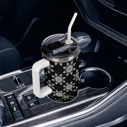 Leakproof Car Cup Vacuum Sealed With Lid For Office Crystal Clear Blue Water Ripple Print Drinkware Light Rose Red-style-5 - Colors A
