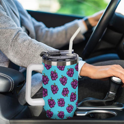Leakproof Car Cup Vacuum Sealed With Lid For Office Crystal Clear Blue Water Ripple Print Drinkware Light Rose Red-style-5 - Colors A