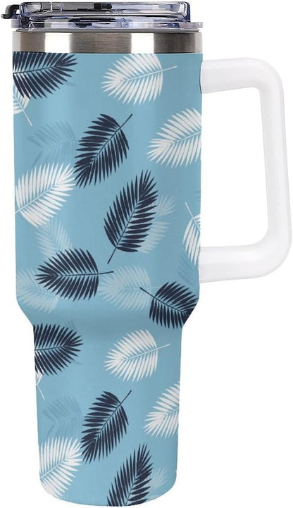 Leakproof Car Cup Vacuum Sealed With Lid For Office Crystal Clear Blue Water Ripple Print Drinkware Light Rose Red-style-5 - Colors A