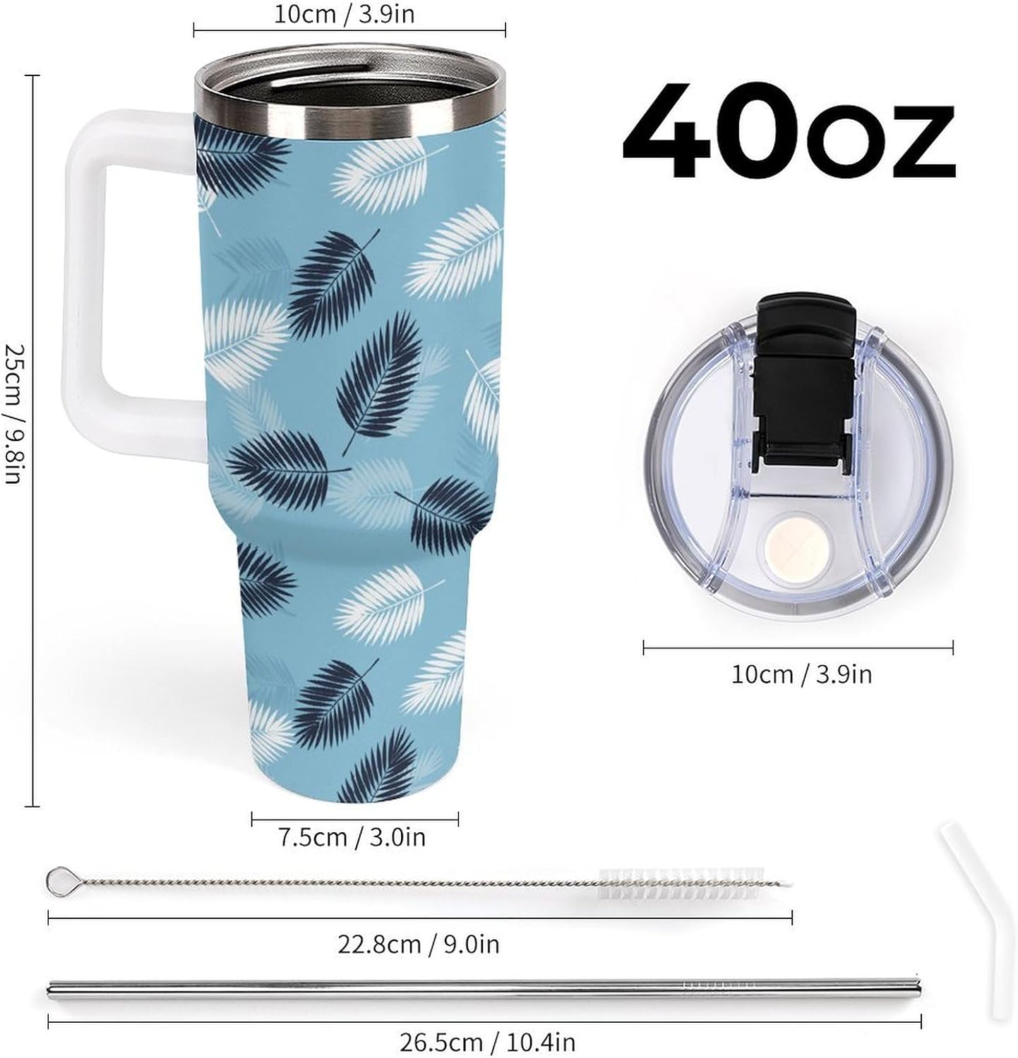 Leakproof Car Cup Vacuum Sealed With Lid For Office Crystal Clear Blue Water Ripple Print Drinkware Light Rose Red-style-5 - Colors A