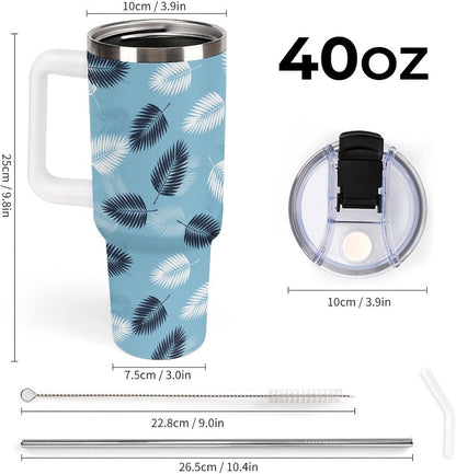 Leakproof Car Cup Vacuum Sealed With Lid For Office Crystal Clear Blue Water Ripple Print Drinkware Light Rose Red-style-5 - Colors A