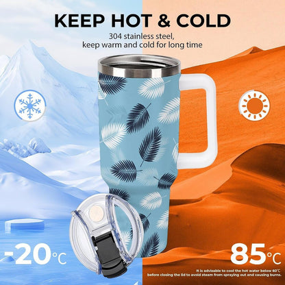 Leakproof Car Cup Vacuum Sealed With Lid For Office Crystal Clear Blue Water Ripple Print Drinkware Light Rose Red-style-5 - Colors A