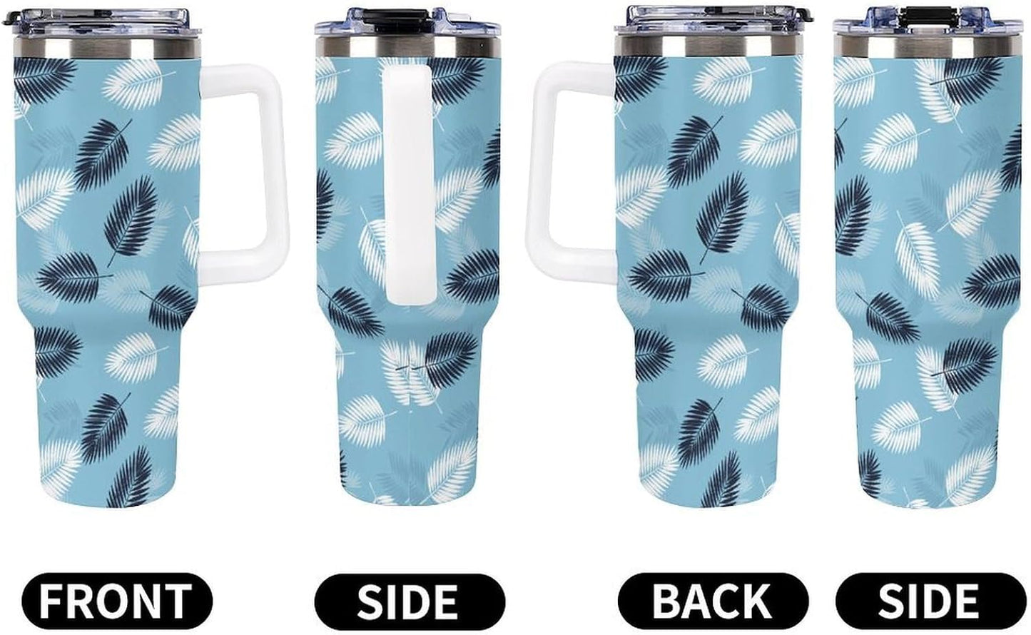 Leakproof Car Cup Vacuum Sealed With Lid For Office Crystal Clear Blue Water Ripple Print Drinkware Light Rose Red-style-5 - Colors A