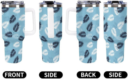 Leakproof Car Cup Vacuum Sealed With Lid For Office Crystal Clear Blue Water Ripple Print Drinkware Light Rose Red-style-5 - Colors A